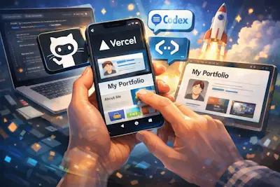 「スマホだけで、技術ブログにポートフォリオページを追加して公開した話」の記事の画像